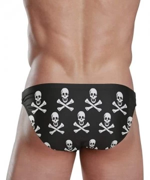 Briefs Men Swimwear Swim Bikini Briefs Barbados Flag Swimsuits Board Surf Shorts Trunks - Pirates Skull Cross Bone - CE18SREX5ME