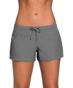 Tankinis Women Swim Shorts Solid Color Side Split Waistband Skort Bikini Bottom Plus Size S - 3XL - Grey - CF18NGYMYCW