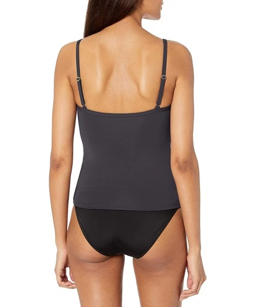 Bottoms Women's Plunge Tankini Top - Oh So Knotty Black - CH186DOQMYM