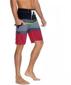 Trunks Men's Sportwear Quick Dry Board Shorts with Lining - Red Striped - CY187T5GMEG