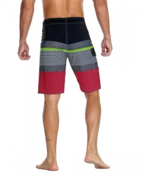 Trunks Men's Sportwear Quick Dry Board Shorts with Lining - Red Striped - CY187T5GMEG