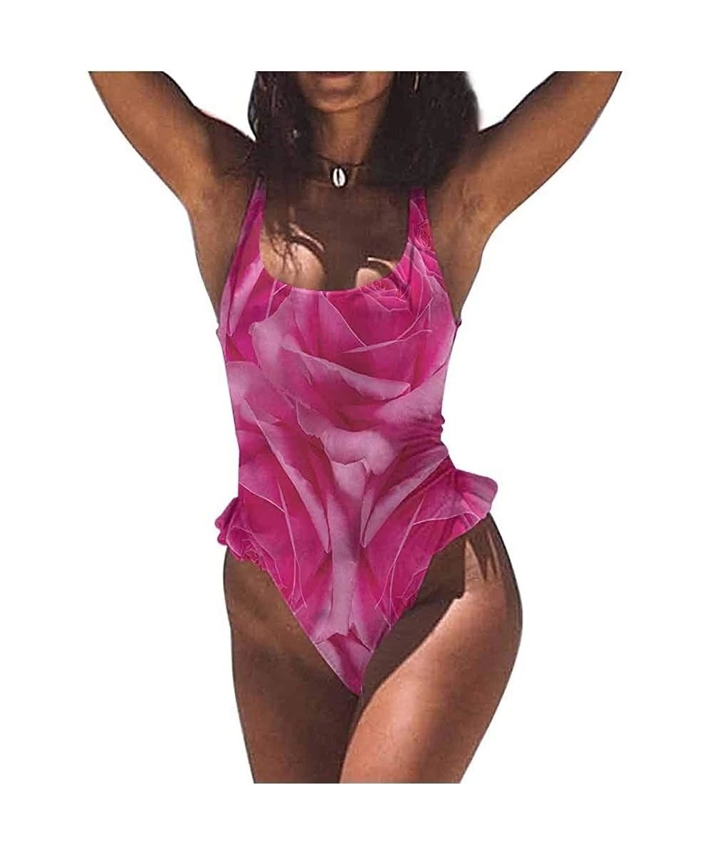 Bottoms Swimwear Rose- Modern Style Pink Blossoms Comfortable and Sexy - Multi 13-one-piece Swimsuit - CL19E70M6YA