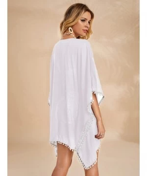 Cover-Ups Women's Bathing Suit Cover Ups Sexy Swimwear Crochet Lace Beach Long Dress - Z-white - CQ193CN6SGG