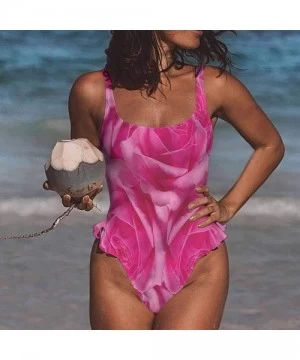 Bottoms Swimwear Rose- Modern Style Pink Blossoms Comfortable and Sexy - Multi 13-one-piece Swimsuit - CL19E70M6YA