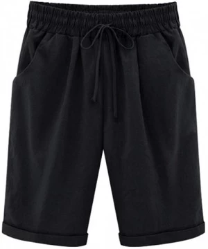 Board Shorts Summer Shorts for Women Drape High Waist with Drawstring Solid Oversize Pockets Beach Pants - Black - CN198UTAYCD