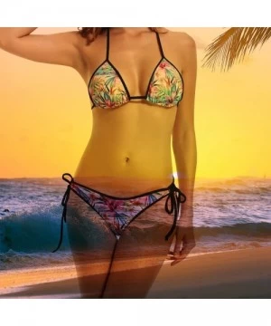 Sets Womens Sexy Reggae Rasta Flag Lion Two Piece Swimsuit Bathing Suit Bikini Set - Black - C018EID7NXO