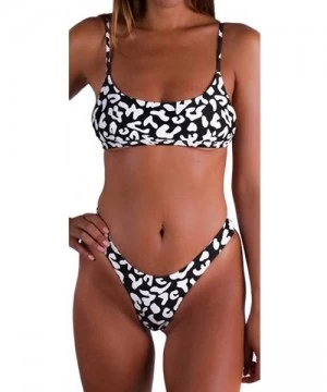 Sets Women Bikini Set Fashion Push-Up Padded Bra Beachwear Leopard Print Swimsuit Swimwear Bathing Suit - Z11-black - CH18TS2...