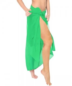 Cover-Ups Women One Size Summer Beach Wrap Cover Up Maxi Skirt Sarong Full Long B - Green_e591 - C111APUV18L