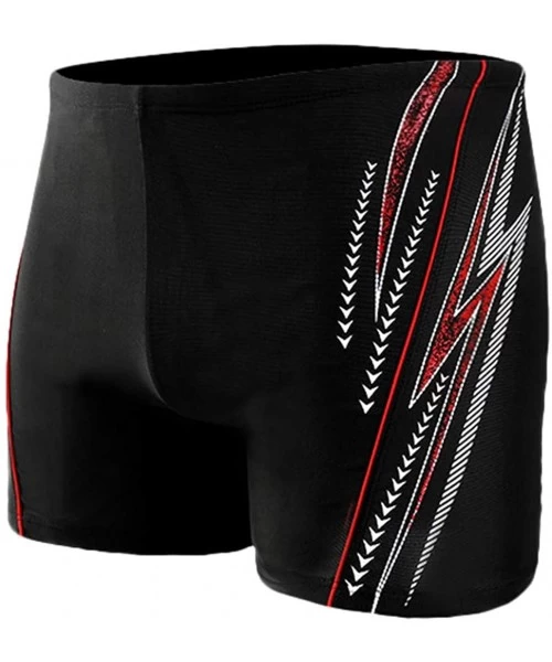 Racing Swim Trunks Classic Square Leg Swimsuit Summer Beach Short Boxer Briefs Swimming Pants - Red _D - C81973DTE8X