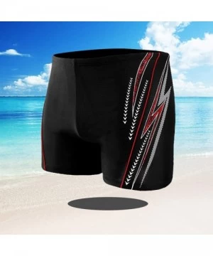 Racing Swim Trunks Classic Square Leg Swimsuit Summer Beach Short Boxer Briefs Swimming Pants - Red _D - C81973DTE8X