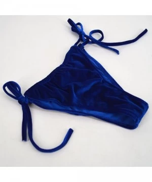 Sets Women Pleuche Velvet Bikini Set Sexy Triangle Swimwear Bathing Suit - Blue - C118CRQ2EX5