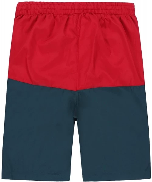 Trunks Men's Swim Trunks Beach Shorts with Mesh Lining with Cargo Pockets - Red and Green - CM183O97ADH