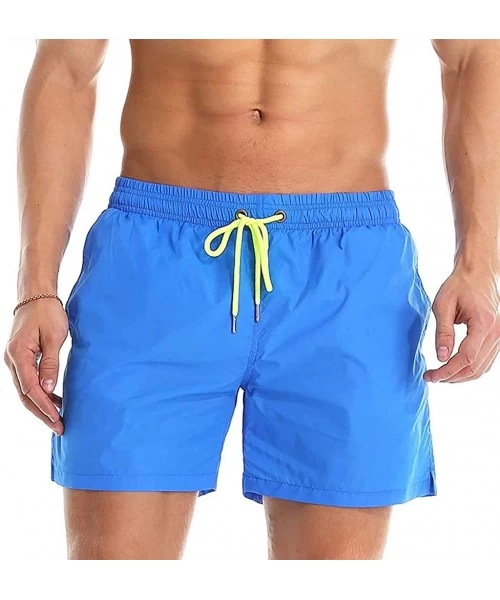 Trunks Men's Swim Trunks Quick Dry Swim Shorts with Mesh Lining Swimwear Bathing Suits - D-blue - CQ18UWISSAL