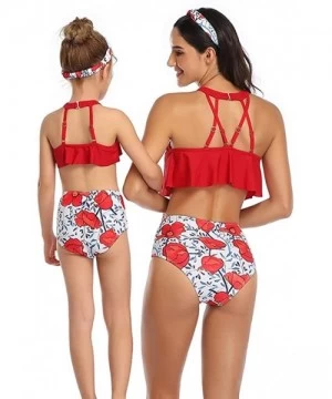 Sets Family Matching Mom Girls Bathing Suit Mommy and Me Swimsuit Swimwear Bikini Set - Red - CQ1962R4S83