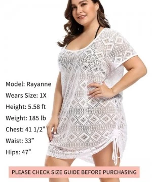 Cover-Ups Swimsuit Cover Ups for Women - Resort Wear for Women - Diamond Lace Design - Regular and Plus Size - White - CX18ZC...