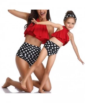 Sets Family Matching Mommy and Me Two Pieces Swimwear Bikini Set Girls Swimsuits Women Ruffle Bathing Suit - 2 Red - CJ18NMQZGNM