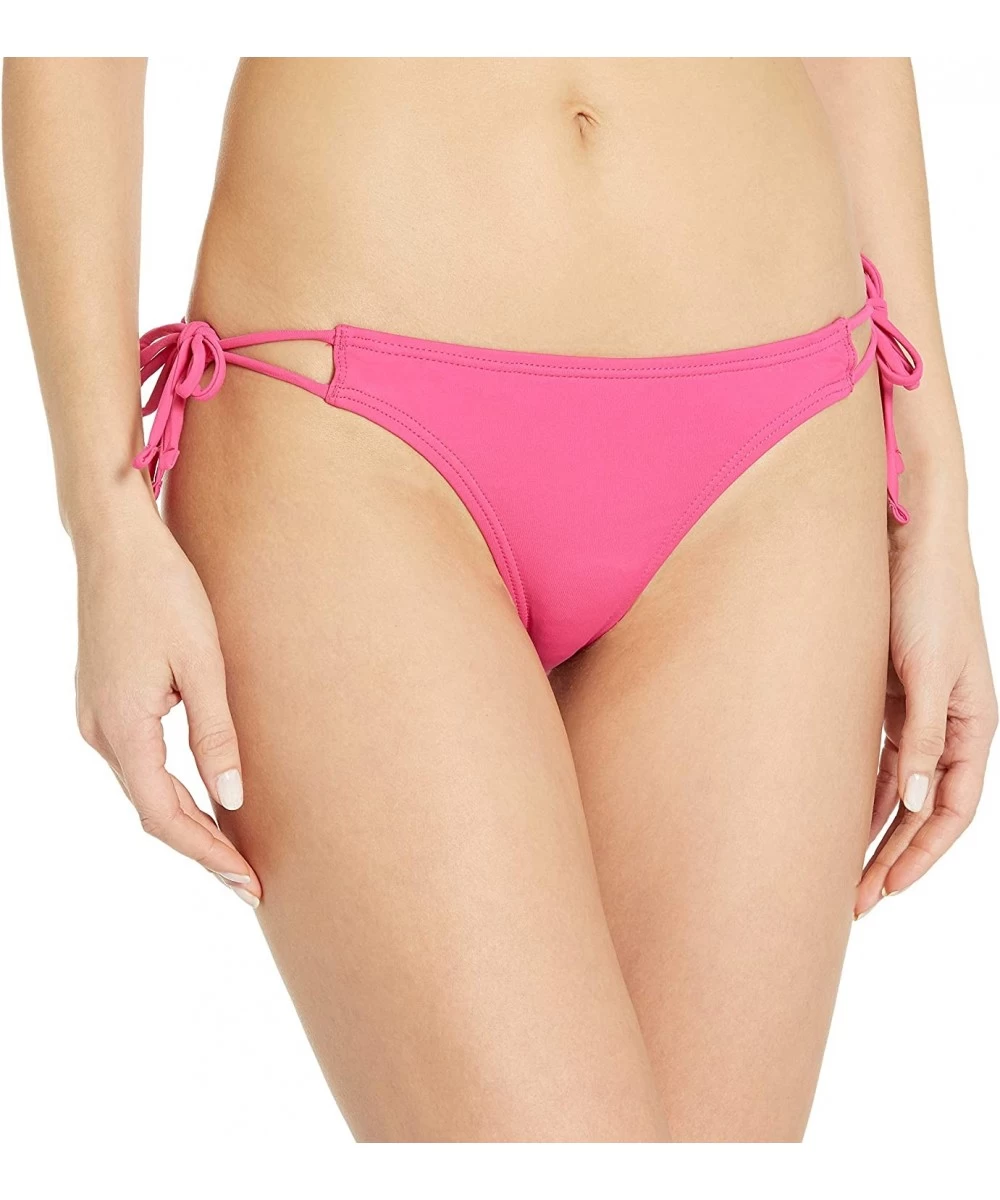 Bottoms Women's Solid String Bikini Bottom - Hibiscus Pink - CE17XE5DKGY