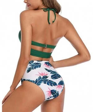 Sets Women Two Piece Bikini Sets Cut Out Side Push-Up Padded Swimsuits Sexy Halter Bathing Suits Beachwear Swimwear - X-2 Gre...