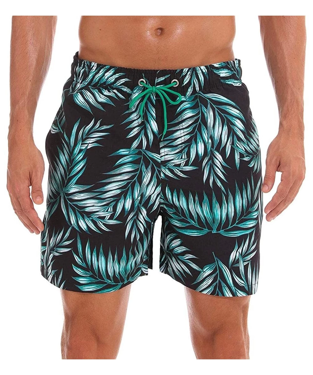 Trunks Men's Swim Trunks Quick Dry Beach Shorts Mesh Lining - Bamboo Leaf - CC18OIISXCG