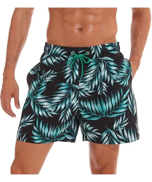 Trunks Men's Swim Trunks Quick Dry Beach Shorts Mesh Lining - Bamboo Leaf - CC18OIISXCG