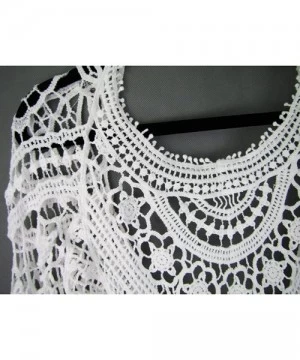 Cover-Ups Women Sexy Bikini Coverup Lace Crochet Tassel Beach Dress Summer Swimsuit - White - CT184X8RXQX