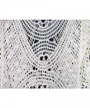 Cover-Ups Women Sexy Bikini Coverup Lace Crochet Tassel Beach Dress Summer Swimsuit - White - CT184X8RXQX