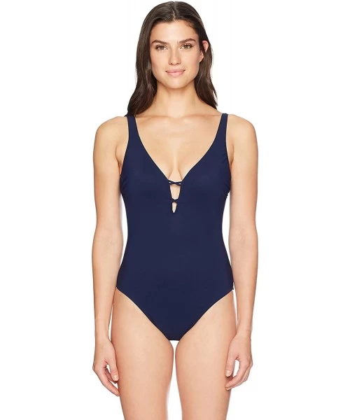 One-Pieces Women's Deep V-Neck One Piece Swimsuit - Java Navy - CS17YUQ36WD