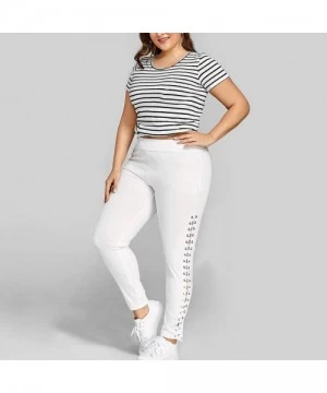 Board Shorts Fashion Large Size Sexy Women's Leggings Trousers Yoga Sports Printing Casual Pants - E-white - CR193I3QL3T