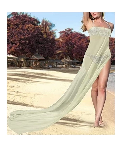 Cover-Ups Women One Size Summer Beach Wrap Cover Up Maxi Skirt Sarong Full Long B - Beige_q100 - CN11CUE0VVJ