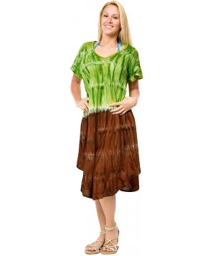 Cover-Ups Women's Midi Summer Casual Loose Dress Beach Cover Up Hand Tie Dye A - Green_h696 - C7126CDJC0J