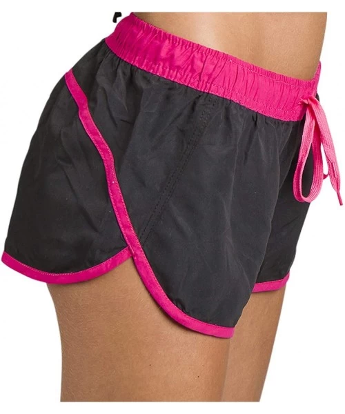 Board Shorts Women's Board Shorts - Comfortable Bathing Swimsuits for Outdoors Workouts and Running Back Piping Black & Pink ...