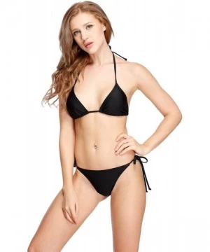 Sets Swimwear Brazilian Bikini Bottom and Top BeachWear - Black - CO12HGY59OL