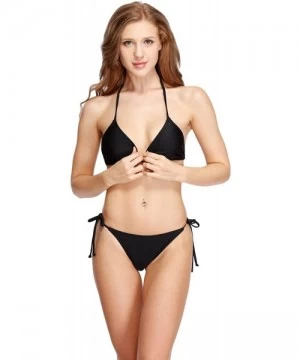 Sets Swimwear Brazilian Bikini Bottom and Top BeachWear - Black - CO12HGY59OL