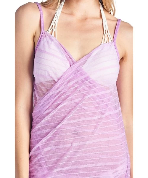 Cover-Ups Women's Bikini Cover Ups Wrap Backless Strap Beach Summer Dress - Purple - C617Y53DEIM