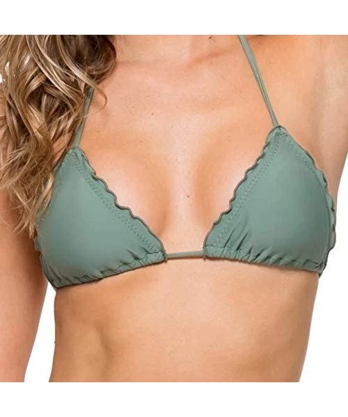 Tops Women's Solids Cosita Buena Wavey Triangle Bikini Top Swimwear - Army - CD182GSAQGI