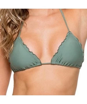 Tops Women's Solids Cosita Buena Wavey Triangle Bikini Top Swimwear - Army - CD182GSAQGI