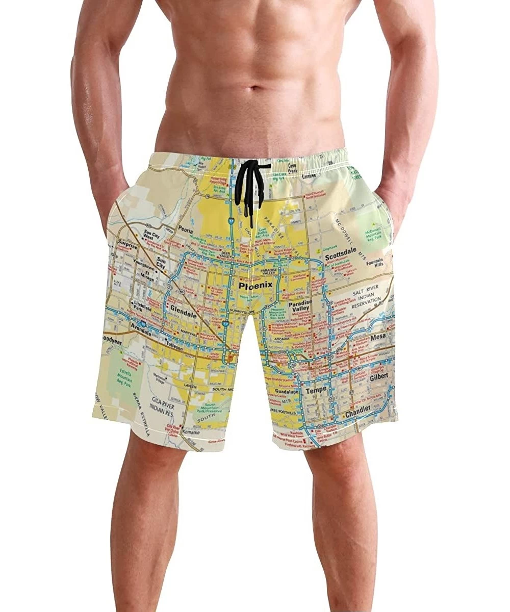 Board Shorts Mens Swim Trunks Skull Cacti Cactus Beach Board Shorts - Phoenix Arizona Area Map - C318NX9D05G