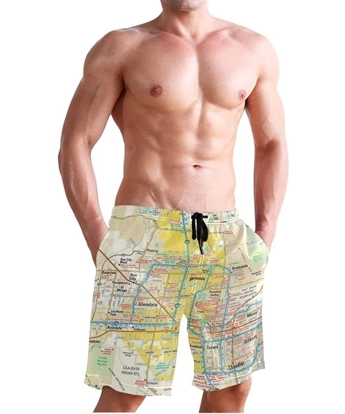 Board Shorts Mens Swim Trunks Skull Cacti Cactus Beach Board Shorts - Phoenix Arizona Area Map - C318NX9D05G