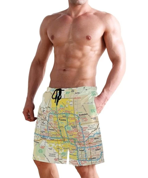 Board Shorts Mens Swim Trunks Skull Cacti Cactus Beach Board Shorts - Phoenix Arizona Area Map - C318NX9D05G