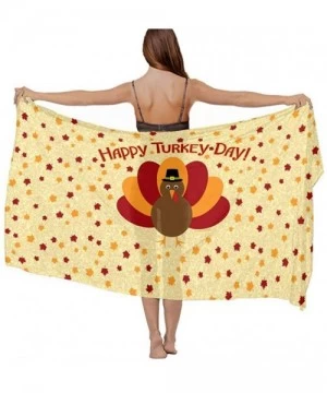 Cover-Ups Women Chiffon Sarong Beach Bikini Cover Up Wedding Party Shawls Wraps - Cute Thanksgiving Turkey - C0190HIQCOI