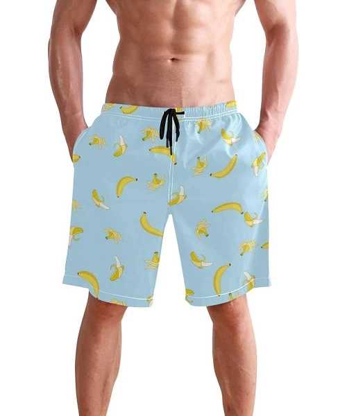 Racing Men's Swim Trunks Tropical Beach with Palm Tree Quick Dry Beach Board Shorts with Pockets - Banana - C718R2Q3T2L