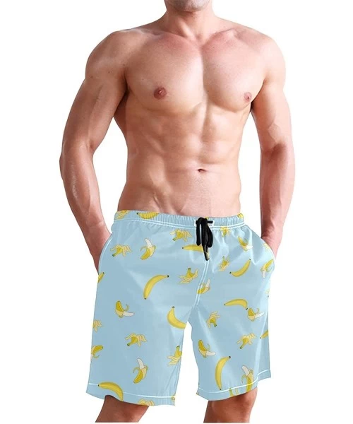 Racing Men's Swim Trunks Tropical Beach with Palm Tree Quick Dry Beach Board Shorts with Pockets - Banana - C718R2Q3T2L