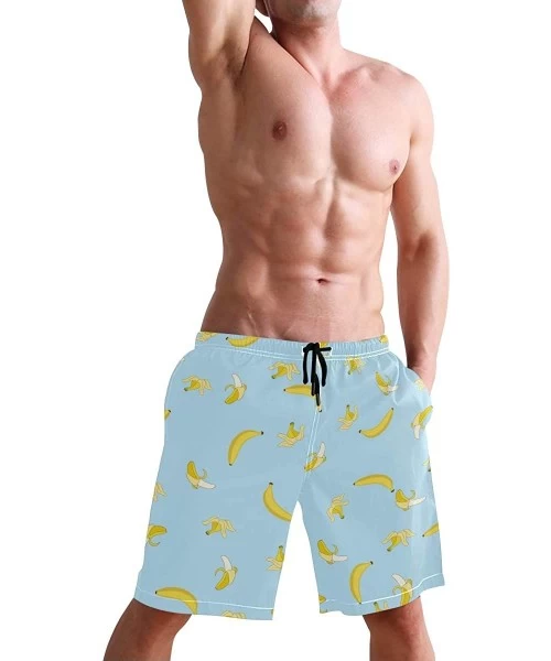 Racing Men's Swim Trunks Tropical Beach with Palm Tree Quick Dry Beach Board Shorts with Pockets - Banana - C718R2Q3T2L