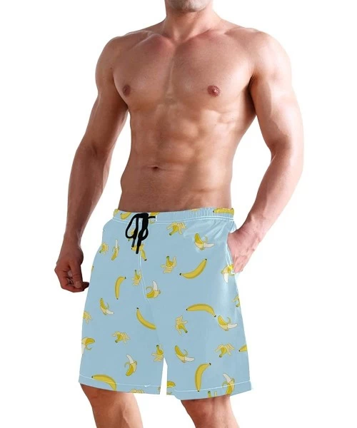 Racing Men's Swim Trunks Tropical Beach with Palm Tree Quick Dry Beach Board Shorts with Pockets - Banana - C718R2Q3T2L