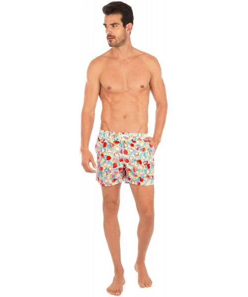 Trunks Men's Swim Trunks - Slim Fit European Style Quick Dry Designer Beach Shorts Jungle Collection (XS-XXXL) - Light Daiqui...