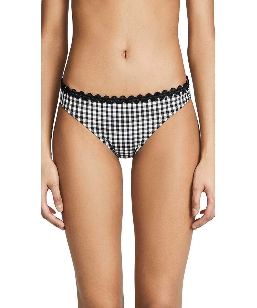 Tankinis Women's Classic Black Gingham Bikini Bottoms - Black/White - C618QEALWUG