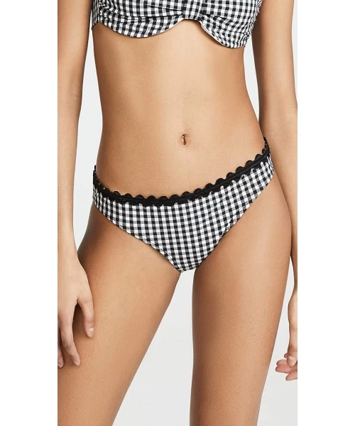 Tankinis Women's Classic Black Gingham Bikini Bottoms - Black/White - C618QEALWUG