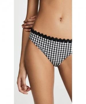 Tankinis Women's Classic Black Gingham Bikini Bottoms - Black/White - C618QEALWUG