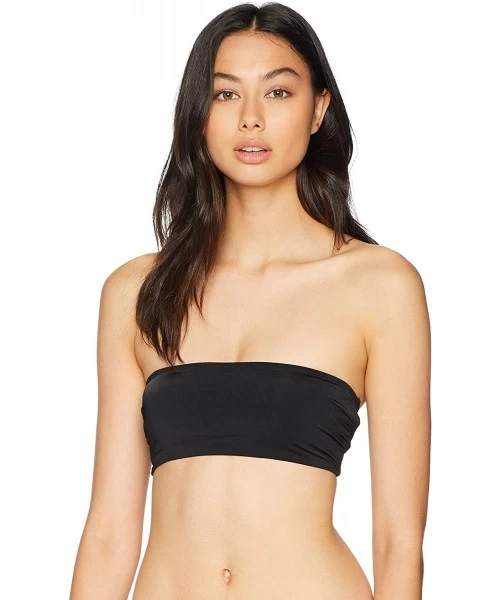 Tops Women's 80's Flashback Tube Bandeau Bikini Top Swimsuit - Flashback Black - CN18080ONIT