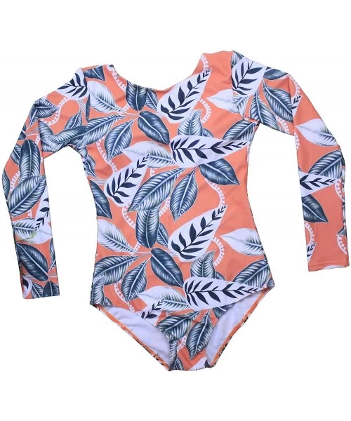 Rash Guards Women's One Piece Swimsuits Zip up Floral Long Sleeve Rash Guard Swimwear - Half - C9189R2QAQS